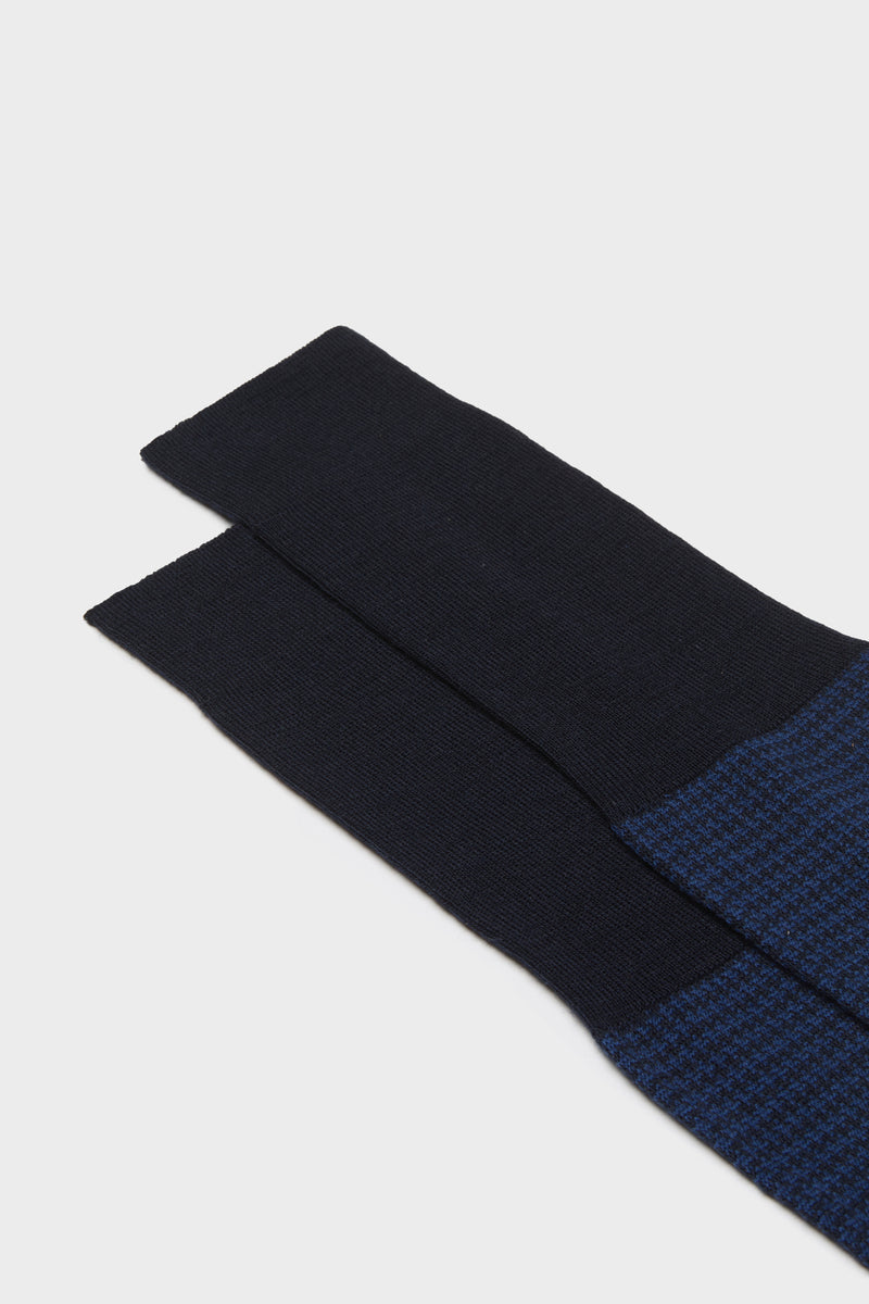 SOCKS CARLO. PIED DE POULE, 80% WOOL 20% POLYAMIDE, BLUE-BLUETTE.
