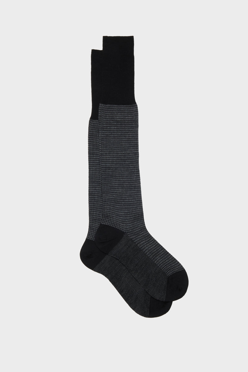 SOCKS CARLO. PIED DE POULE, 80% WOOL 20% POLYAMIDE, BLACK-GREY.