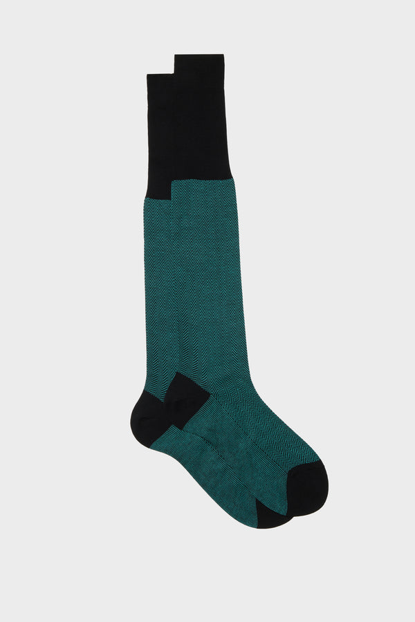 SOCKS GIULIO. 100% COTTON. HERRINGBONE, BLACK