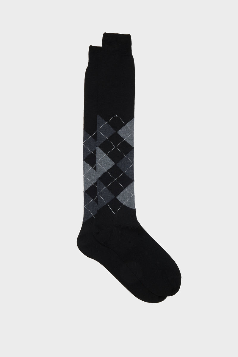 LAPO SOCKS, 90% WOOL 10% POLYAMIDE, INLAY, BLACK