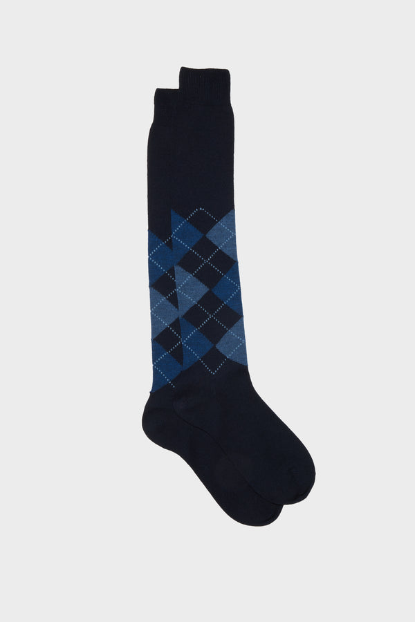 SOCKS LAPO, 90% WOOL 10% POLYAMIDE, INTARSIA, NAVY.