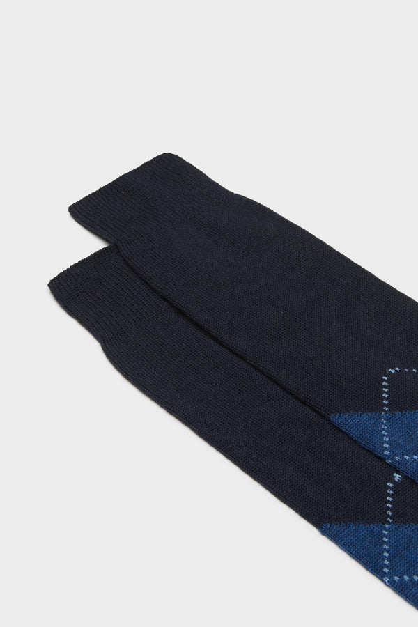 SOCKS LAPO, 90% WOOL 10% POLYAMIDE, INTARSIA, NAVY.