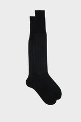 SOCKS LEONE. 100% COTTON. PINSTRIPES, BLACK
