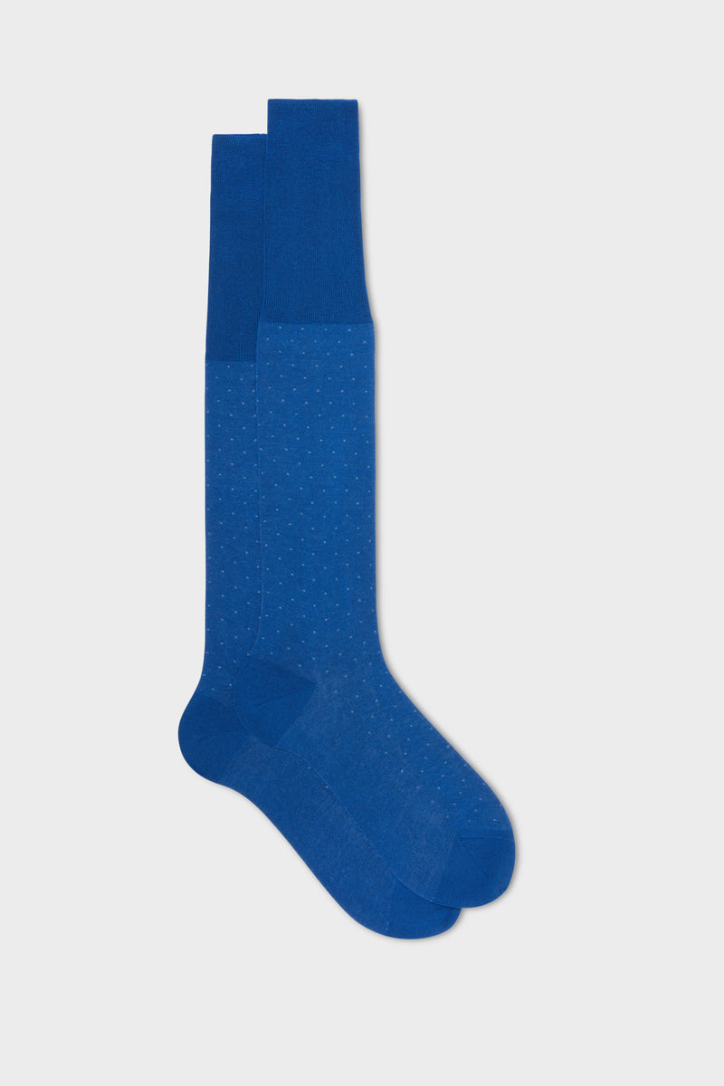 SOCKS FABIO. 100% COTTON. PINDOTS, BLUE ROYAL
