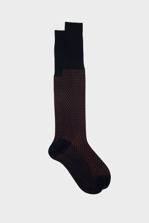 FERDINANDO SOCKS, 100% COTTON, NAVY-ORANGE.