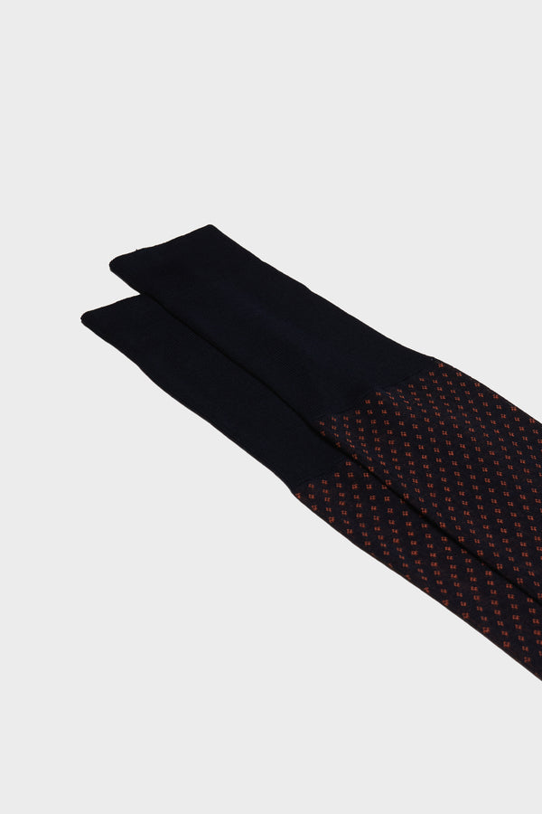 FERDINANDO SOCKS, 100% COTTON, NAVY-ORANGE.