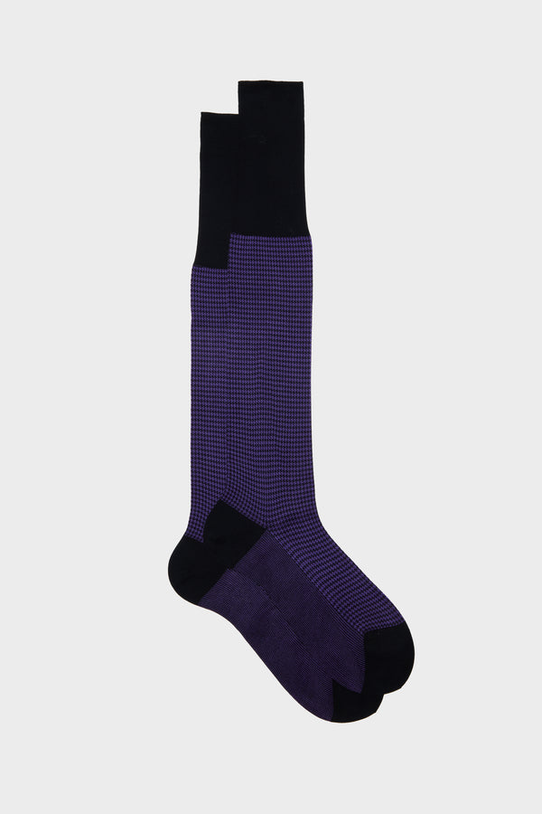 CALZA LEO, 100% COTONE, PIED DE POULE, BLUE - AMETHYST.