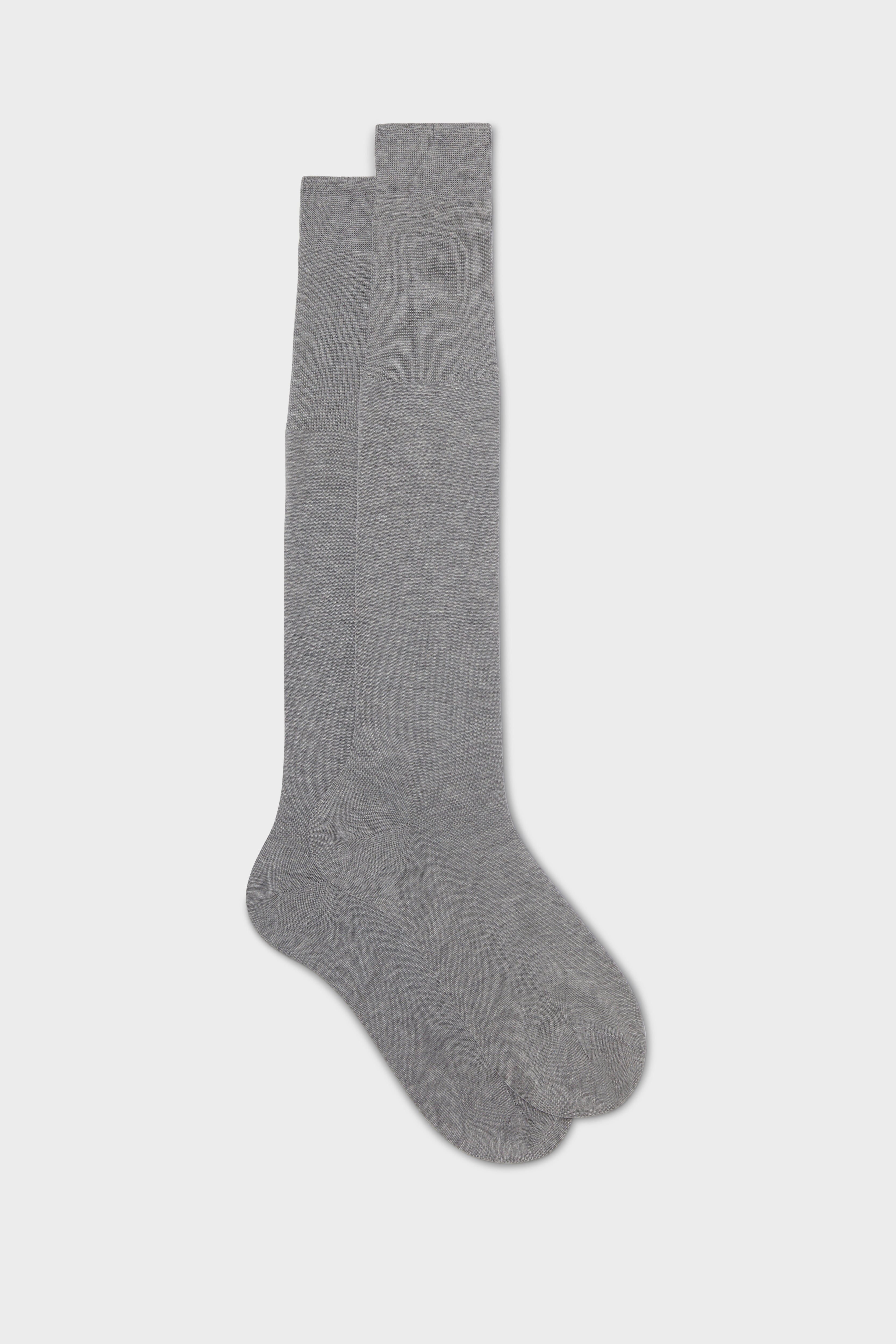 CALZA LORENZO. 100% COTONE, TINTA UNITA, PEARL GREY MELANGE