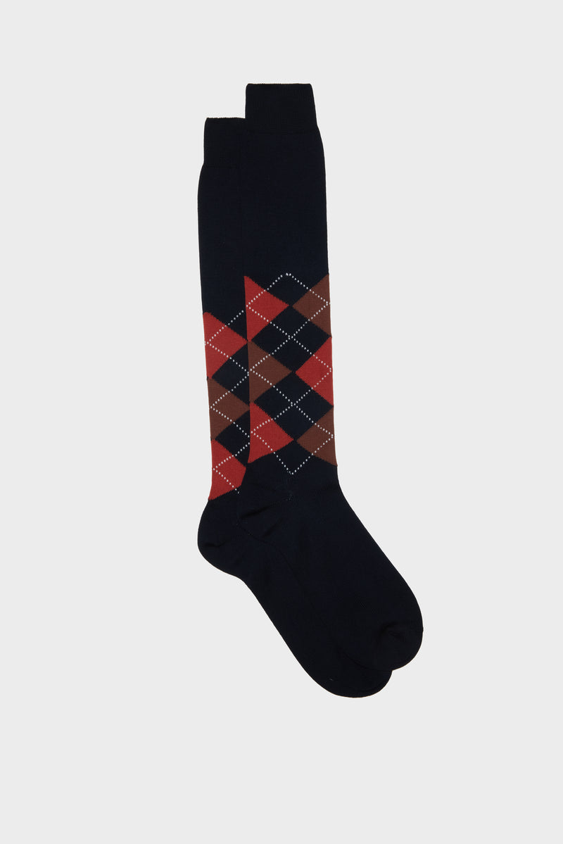 LUCA SOCKS, 100% COTTON, BLUE-RUST-BROWN-WHITE.