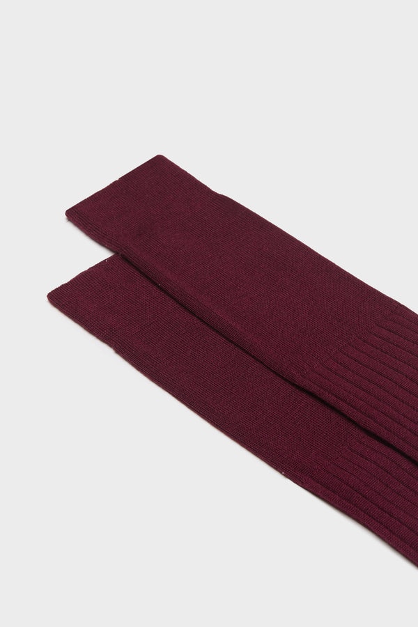 SOCKS QUIRINALE. 70% CASHMERE 30% SILK, BORDEAUX.