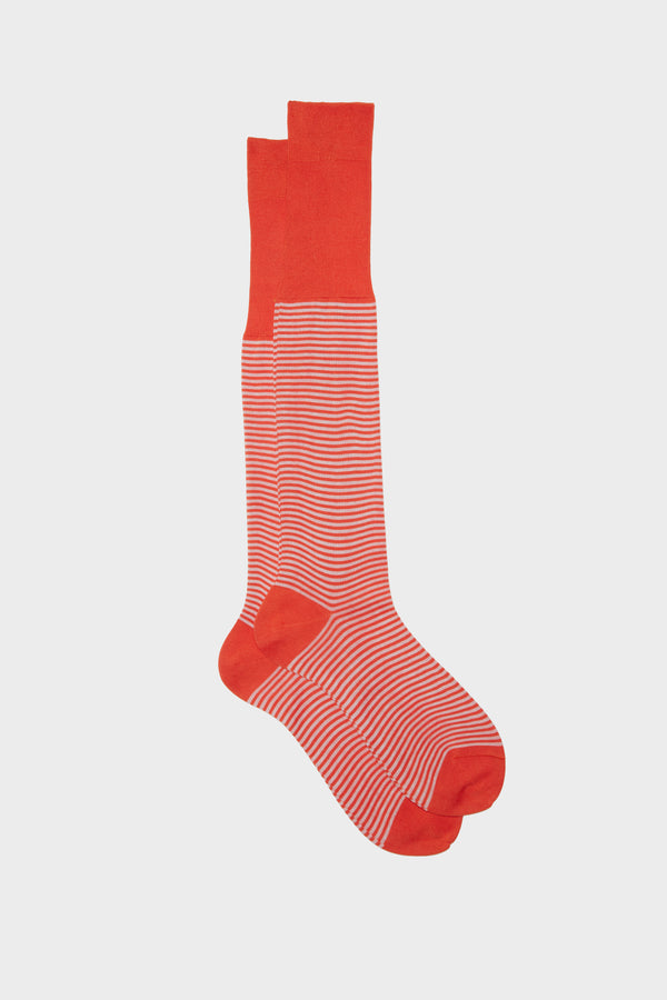 MARINO SOCKS, 100% COTTON, ORANGE-WHITE.