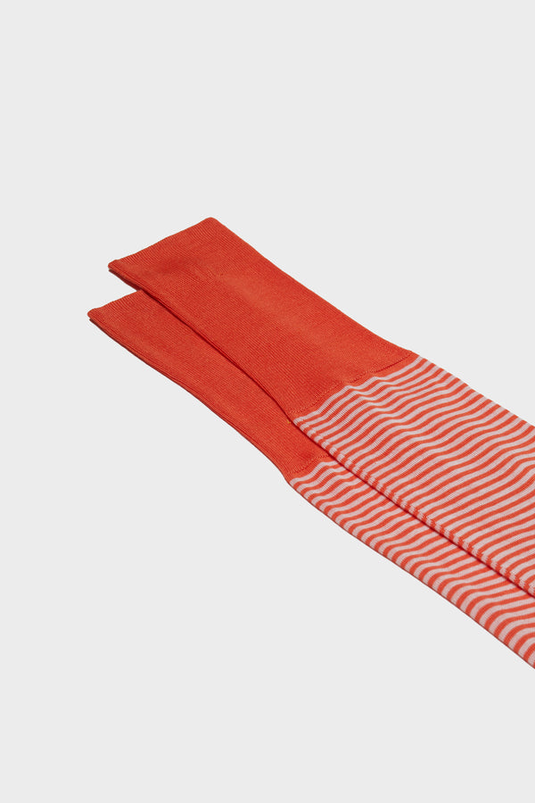 MARINO SOCKS, 100% COTTON, ORANGE-WHITE.