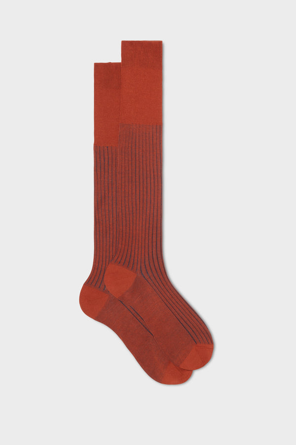 SOCKS MARIO. 100% COTTON. VANISEE,  RUST - BLUETTE.