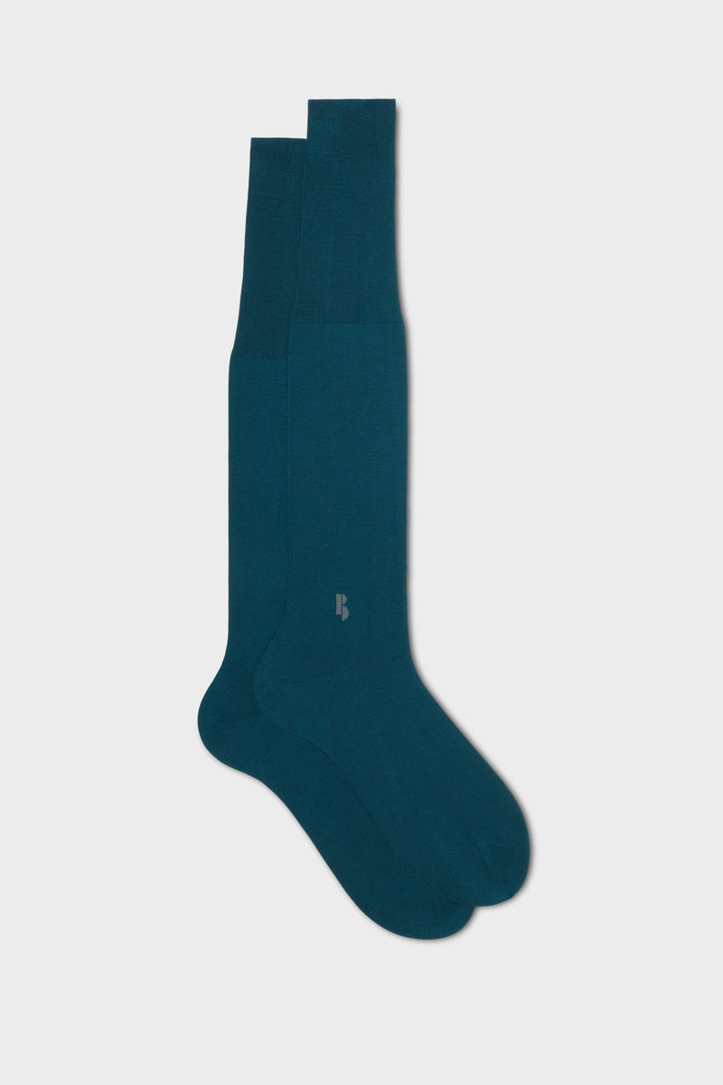 SOCKS MASSIMO, 100% PIMA COTTON, SOLID COLOR, FOREST GREEN - GREY.