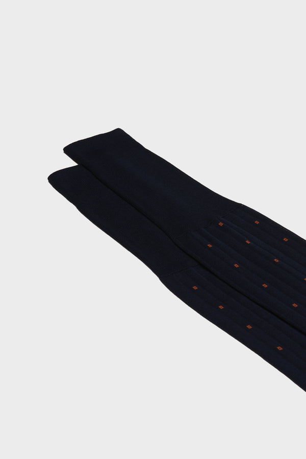 RENATO SOCKS, 100% COTTON, NAVY-ORANGE.