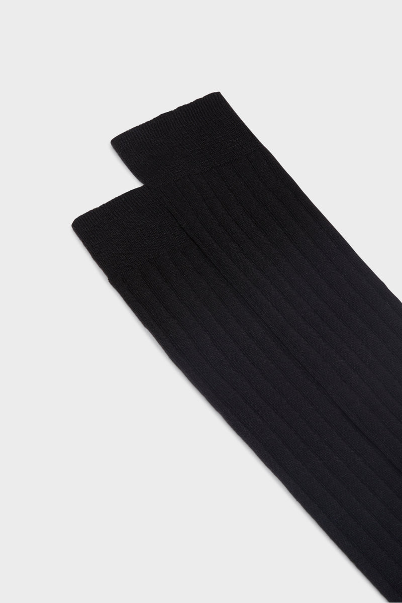 CALZA VALERIO. 90% LINO, 10% NYLON, TINTA UNITA, BLACK