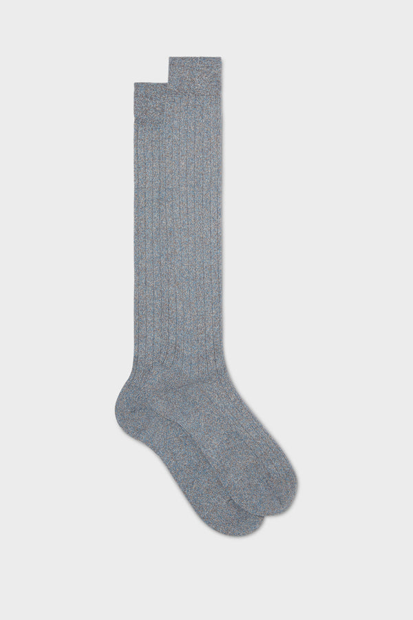 SOCKS VIRGILIO, 100% COTTON, LIGHT BROWN - SKYBLUE.