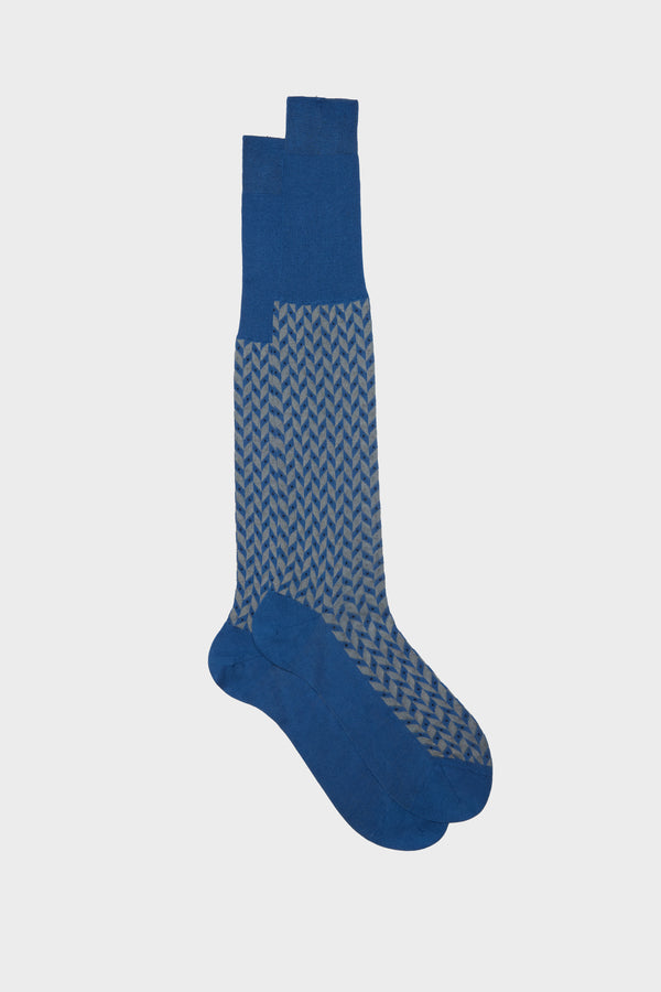 ZENO SOCKS, 100% COTTON, CORNFLOWER -ALUMINIUM-DARK BLUE.