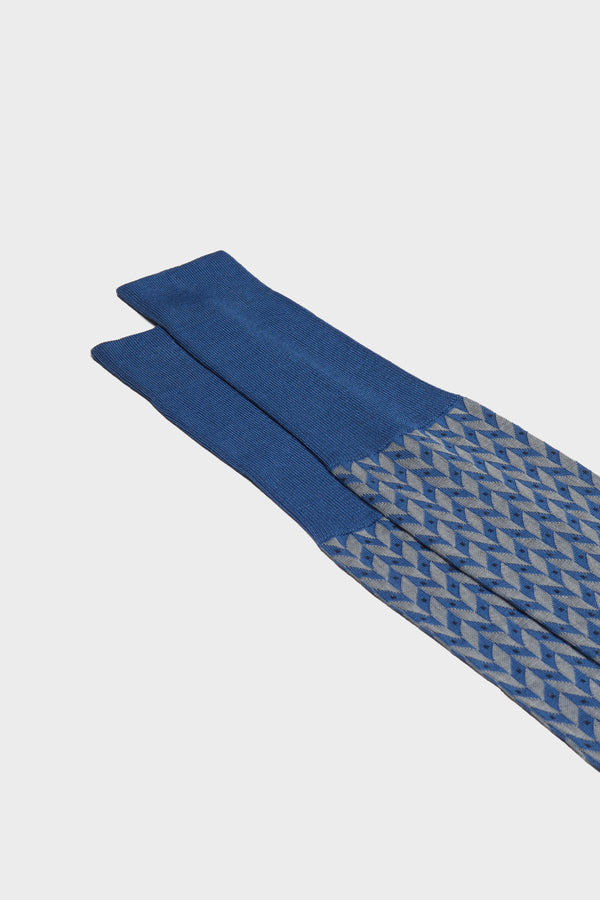 ZENO SOCKS, 100% COTTON, CORNFLOWER -ALUMINIUM-DARK BLUE.