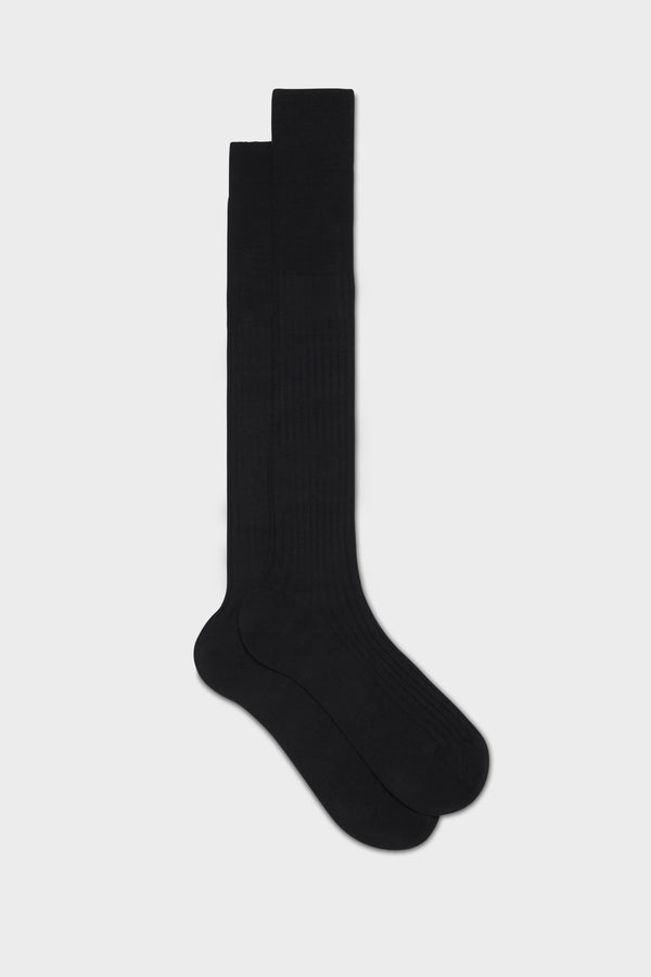 SOCKS ASCANIO. WOOL BLEND. SOLID COLOR, BLACK