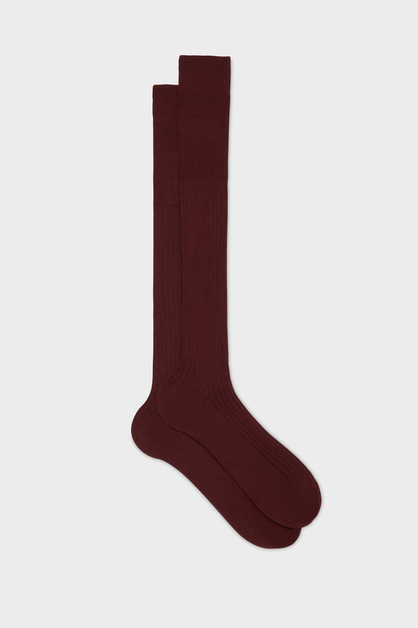 SOCKS ASCANIO. WOOL BLEND. SOLID COLOR, BURGUNDY