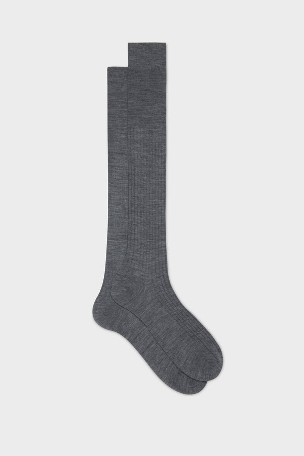 SOCKS ASCANIO. WOOL BLEND. SOLID COLOR, MEDIUM GREY