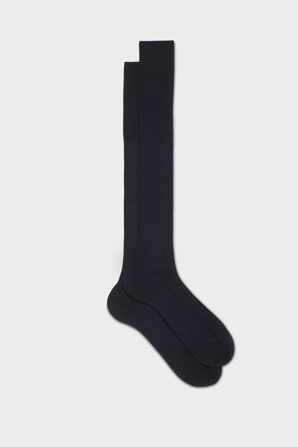 SOCKS ASCANIO. WOOL BLEND. SOLID COLOR, NAVY