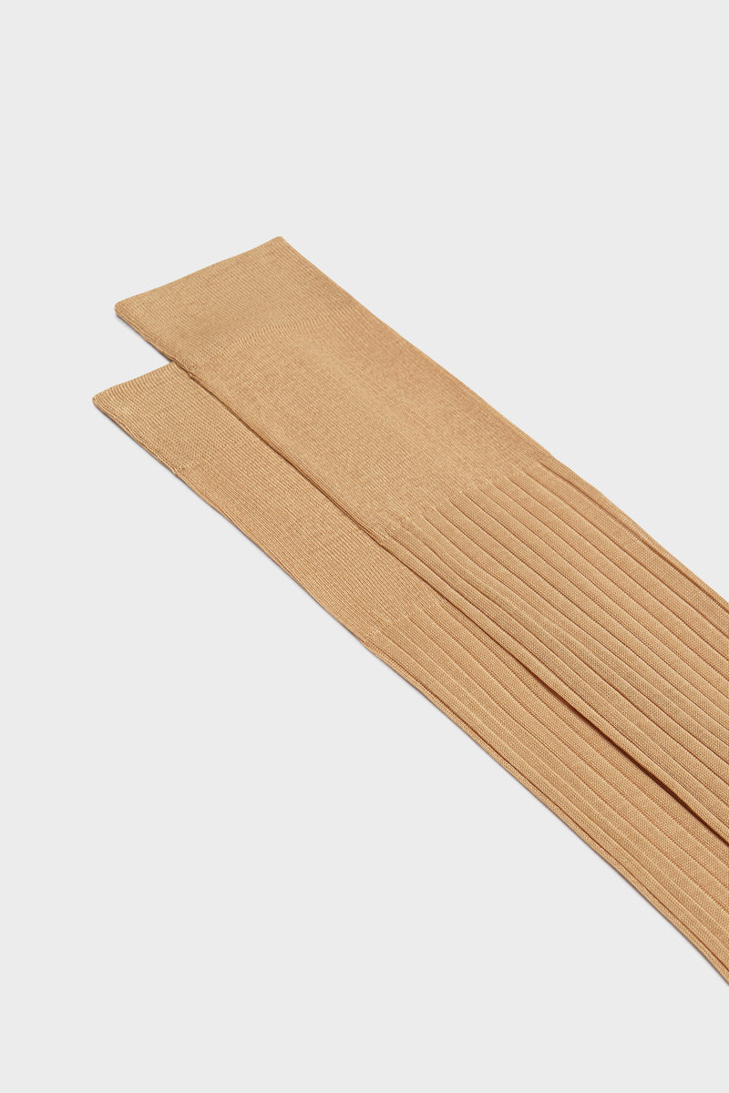 CALZA CESARE. 100% COTONE. TINTA UNITA. BEIGE.