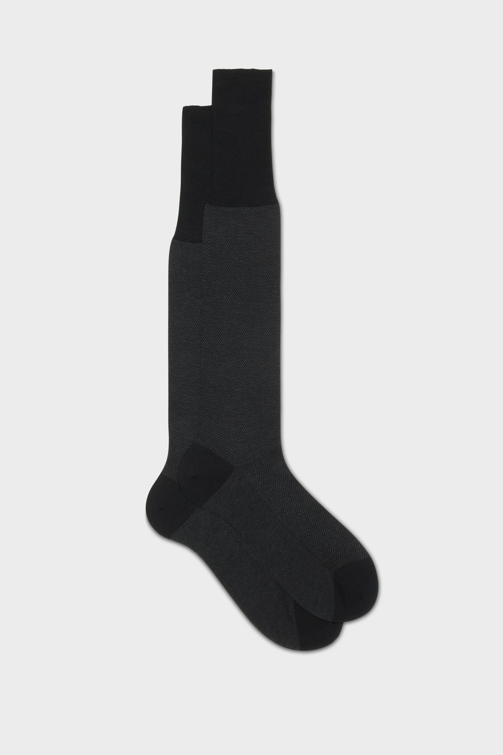 CALZA GIULIO. 100% COTONE, CHEVRON, BLACK.