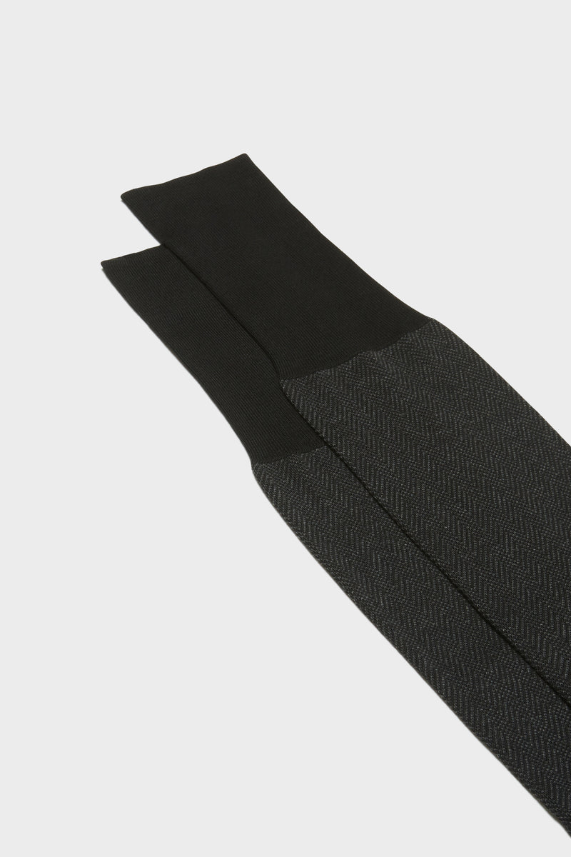 SOCKS GIULIO. 100% COTTON. HERRINGBONE, BLACK