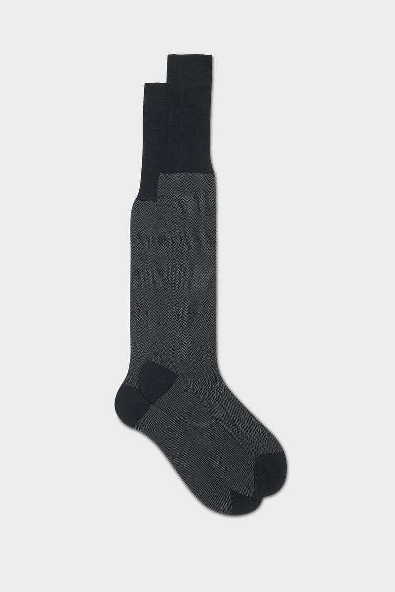 CALZA GIULIO. 100% COTONE, CHEVRON, DARK GREY.