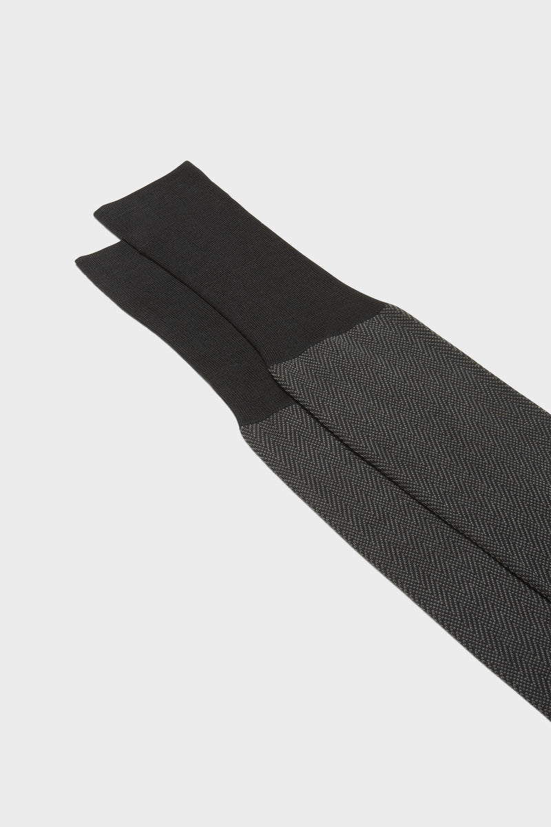 CALZA GIULIO. 100% COTONE, CHEVRON, DARK GREY.