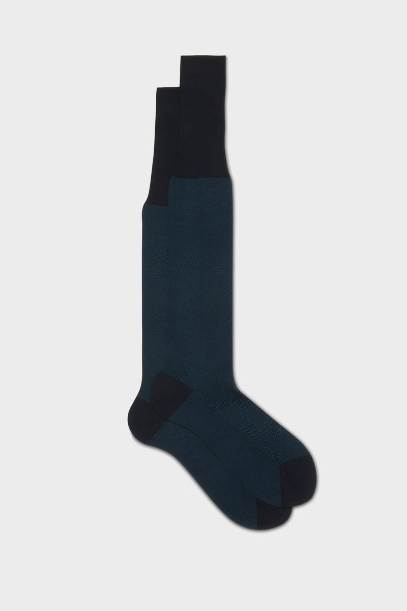 SOCKS GIULIO. 100% COTTON. HERRINGBONE, NAVY