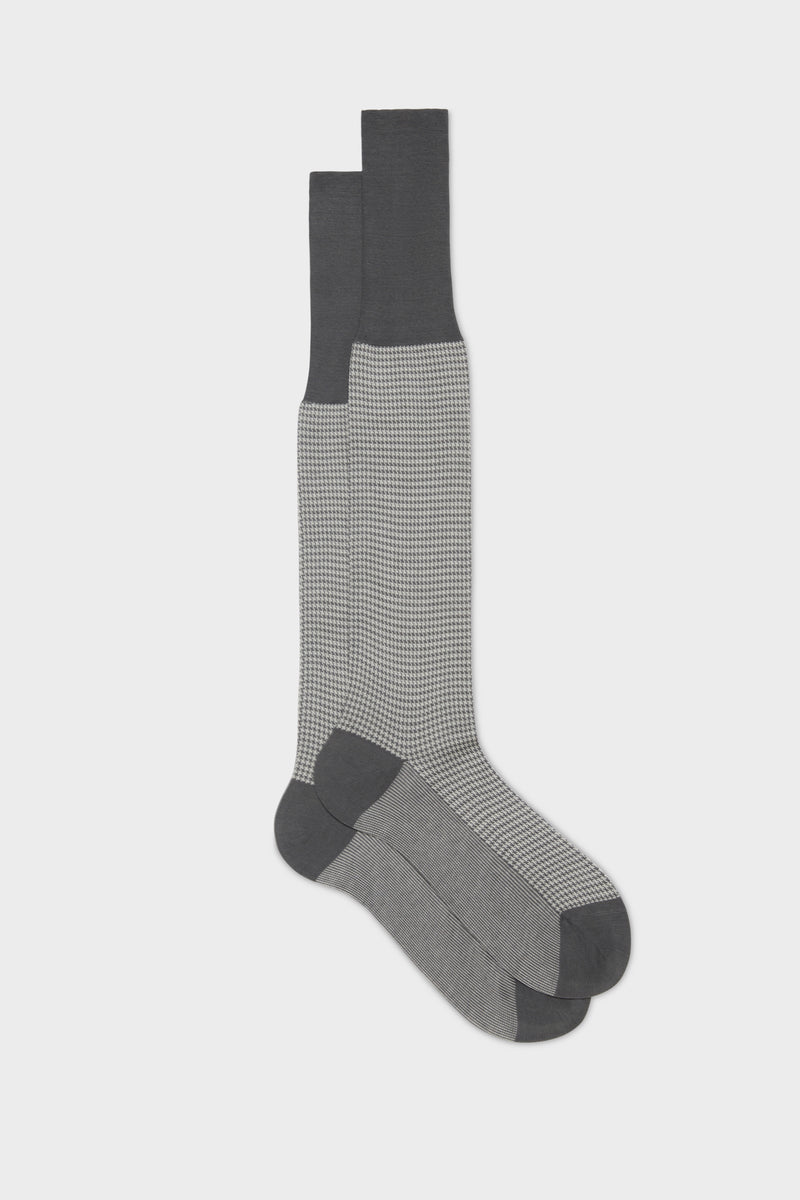 SOCKS LEO. 100% COTTON. HOUNDSTOOTH, GREY