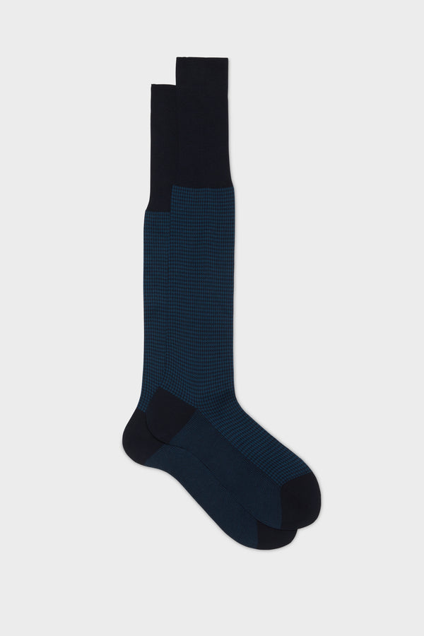 SOCKS LEO. 100% COTTON. HOUNDSTOOTH, NAVY