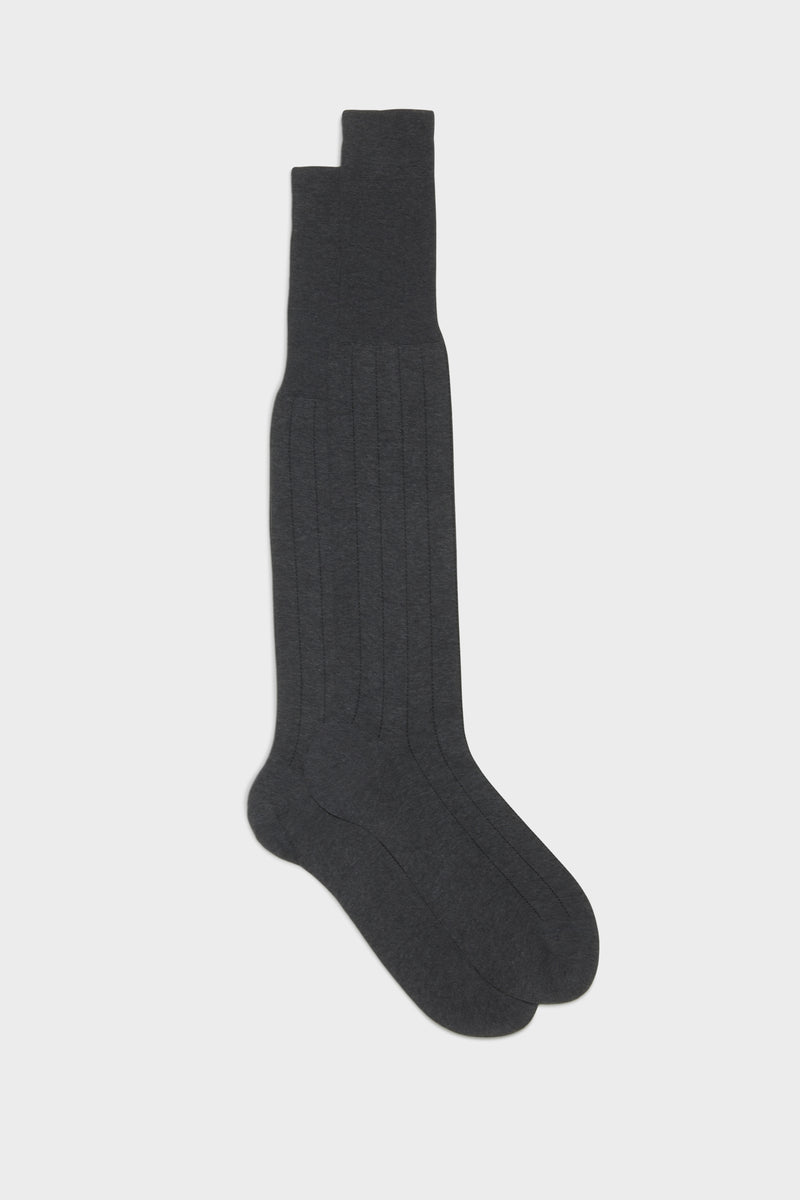 SOCKS LEONE. 100% COTTON. PINSTRIPES, DARK GREY