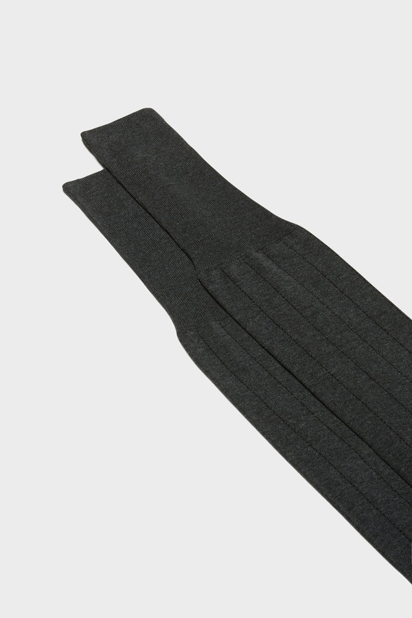 SOCKS LEONE. 100% COTTON. PINSTRIPES, DARK GREY