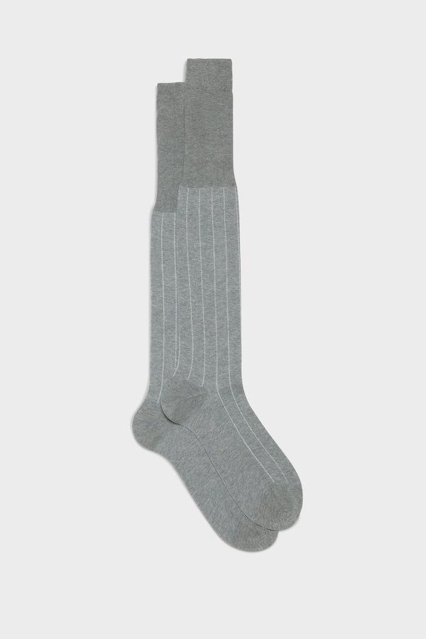 SOCKS LEONE. 100% COTTON. PINSTRIPES, GREY