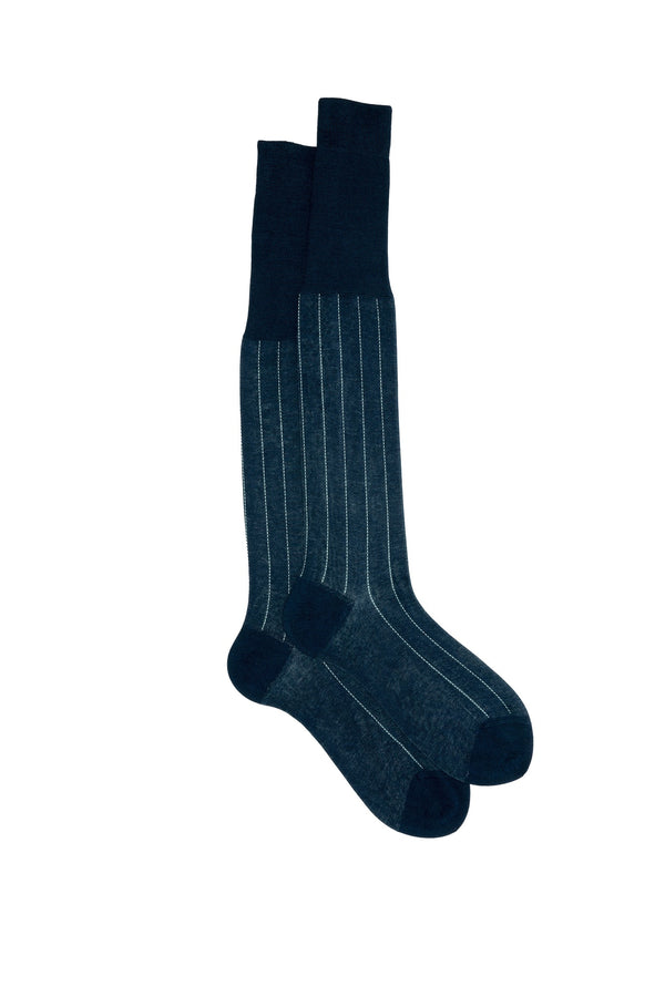 SOCKS LEONE. 100% COTTON. PINSTRIPES, LIGHT GREEN-PEACOCK.