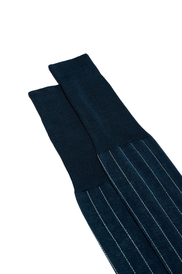 SOCKS LEONE. 100% COTTON. PINSTRIPES, LIGHT GREEN-PEACOCK.