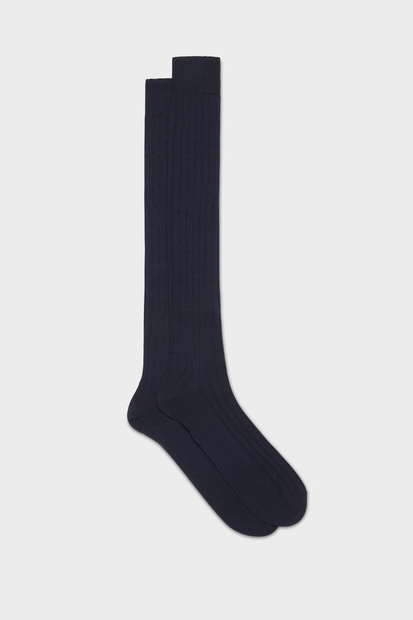 SOCKS LUPO. WOOL BLEND, SOLID COLOR, NAVY