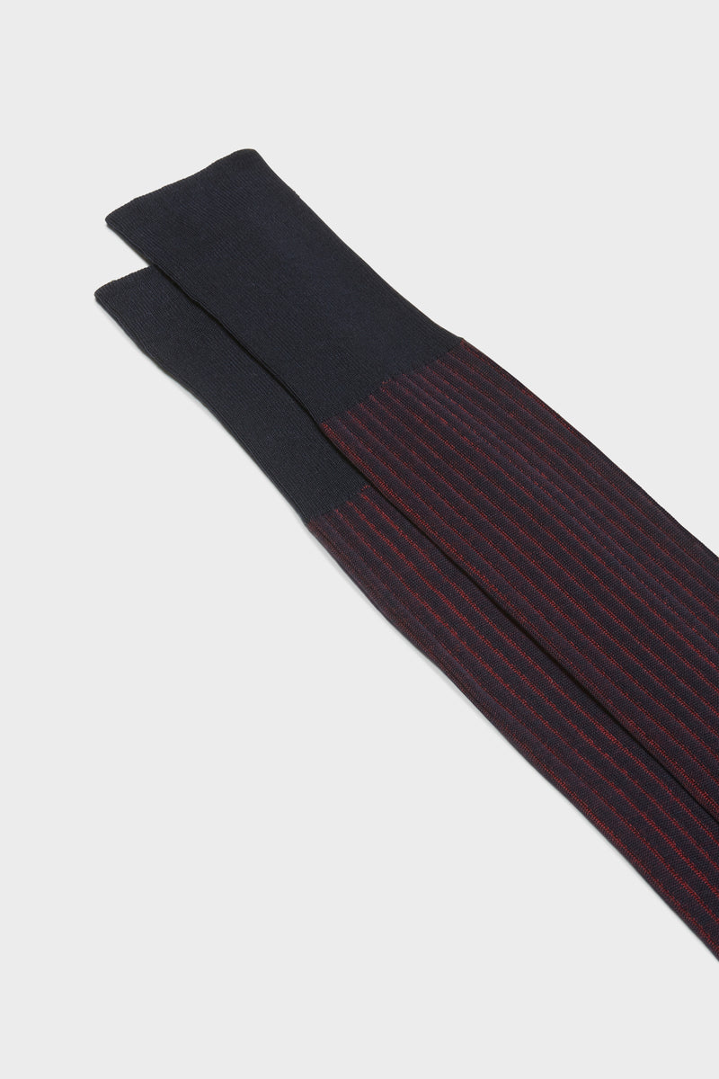 CALZA MARIO. 100% COTONE, VANISEE, NAVY-RED.