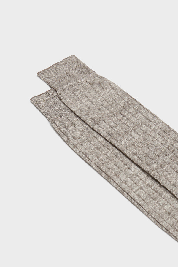 SOCKS VALERIO. 90% LINEN, 10% NYLON,  SOLID COLOR, BROWN