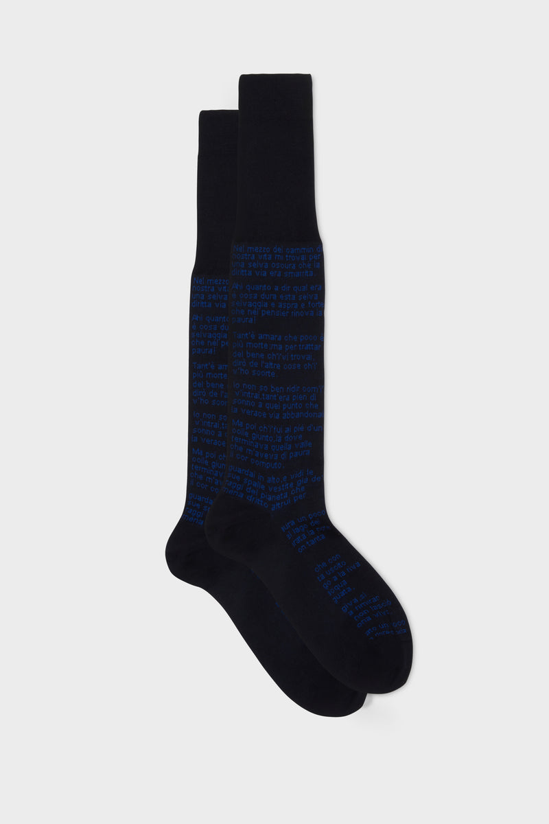 CALZA DIVINA COMMEDIA. 100% COTONE, NAVY.