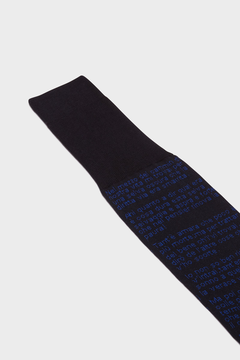 CALZA DIVINA COMMEDIA. 100% COTONE, NAVY.