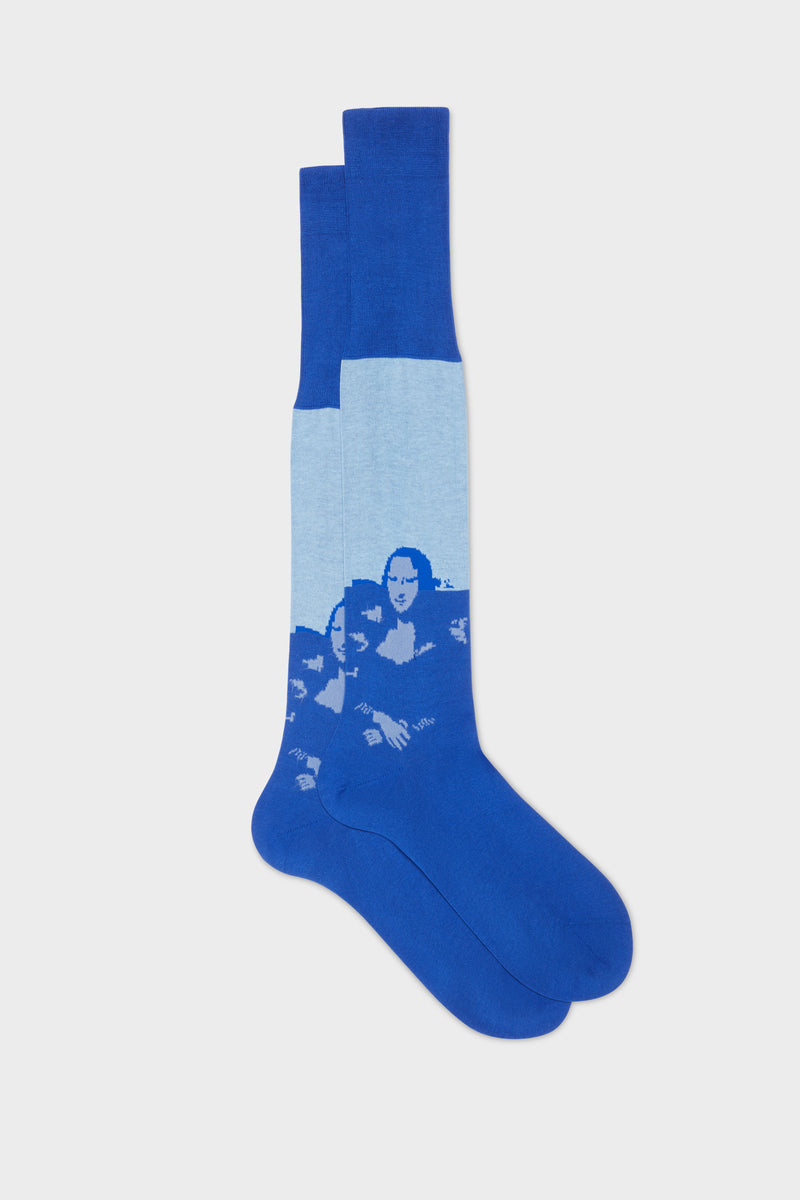 CALZA GIOCONDA. 100% COTONE, BLUE.