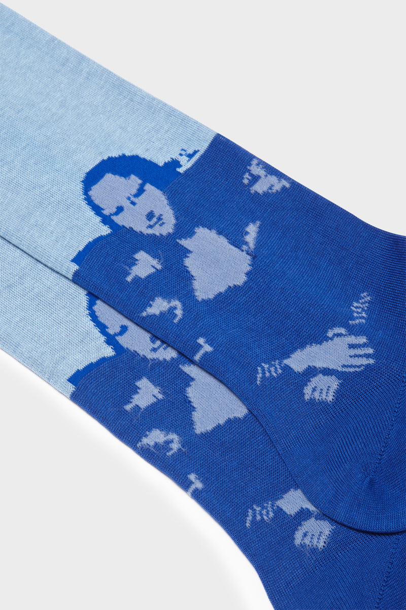 CALZA GIOCONDA. 100% COTONE, BLUE.