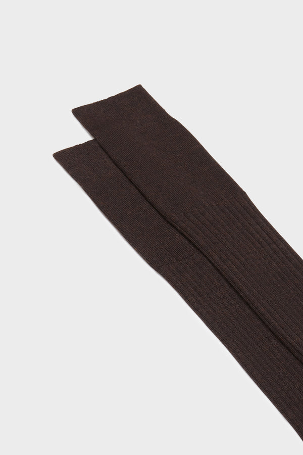 CALZA QUIRINALE. 70% CASHMERE 30% SETA, DARK BROWN.