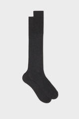 CALZA QUIRINALE. 70% CASHMERE 30% SETA, DARK GREY.