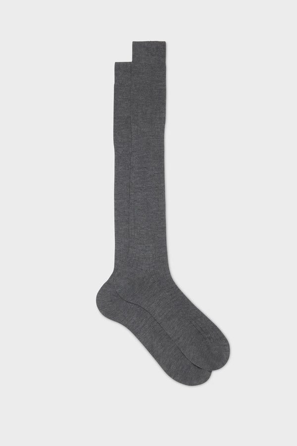 CALZA QUIRINALE. 70% CASHMERE 30% SETA, GREY.